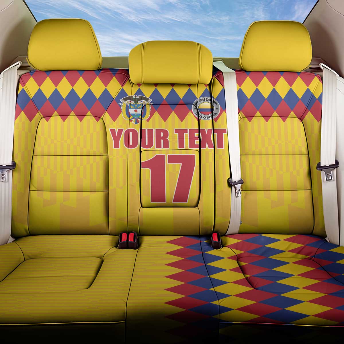Custom Colombia Football Back Car Seat Cover Retro Yellow Style