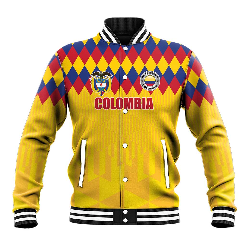 Custom Colombia Football Baseball Jacket Retro Yellow Style