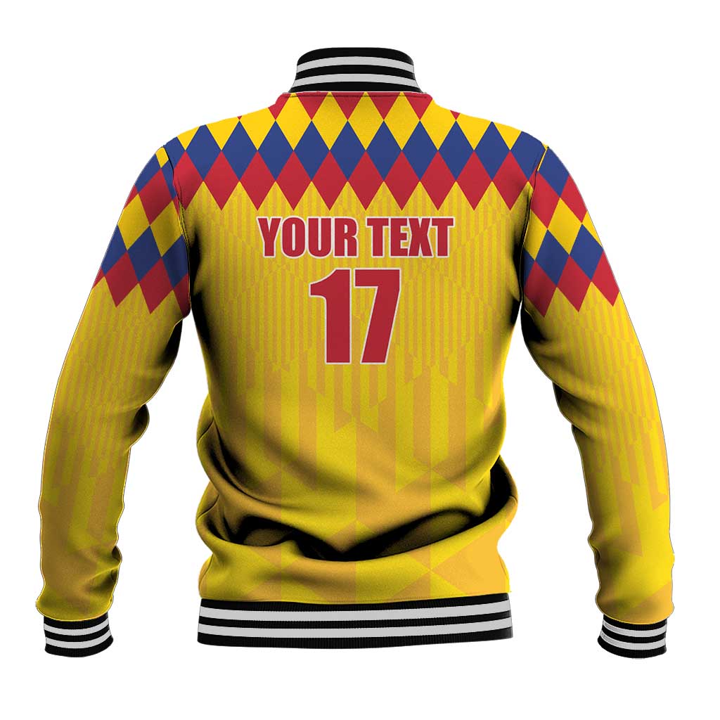 Custom Colombia Football Baseball Jacket Retro Yellow Style