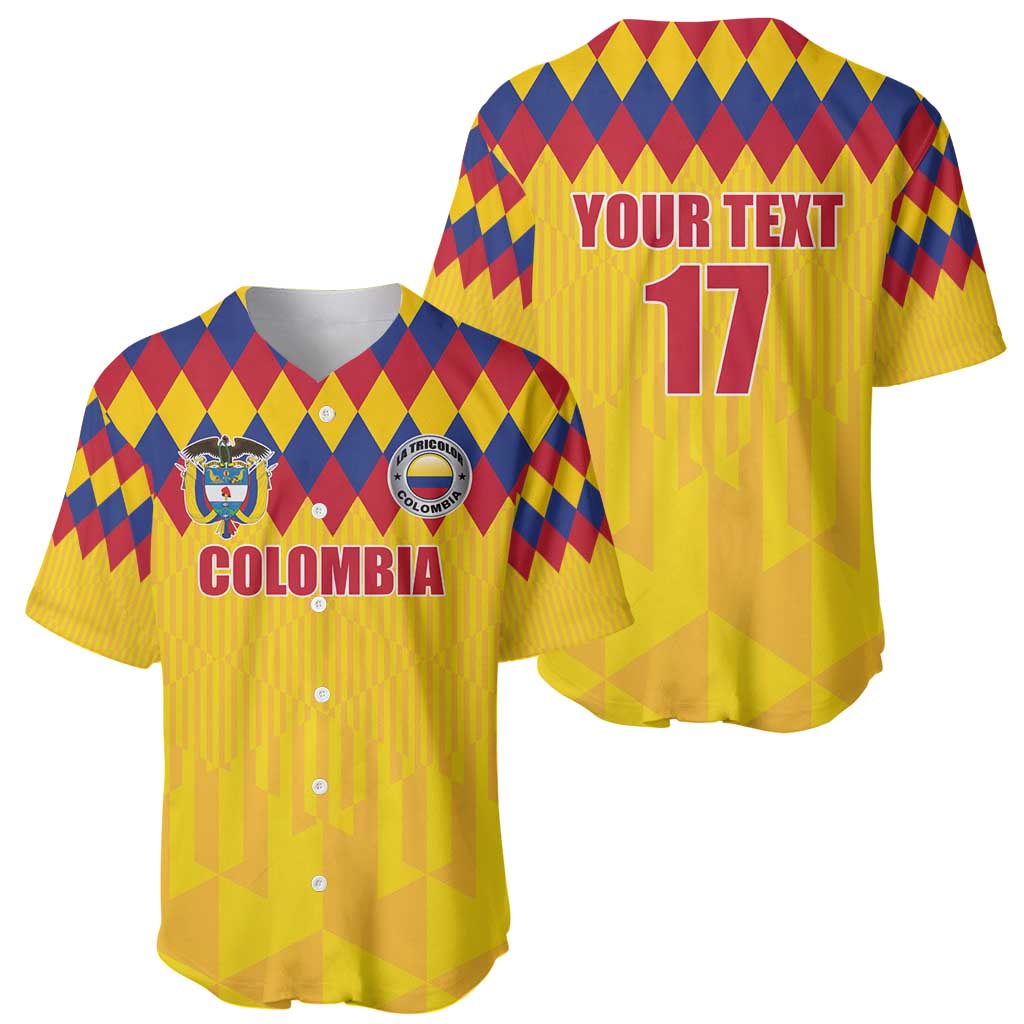 Custom Colombia Football Baseball Jersey Retro Yellow Style