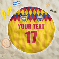 Custom Colombia Football Beach Blanket Retro Yellow Style