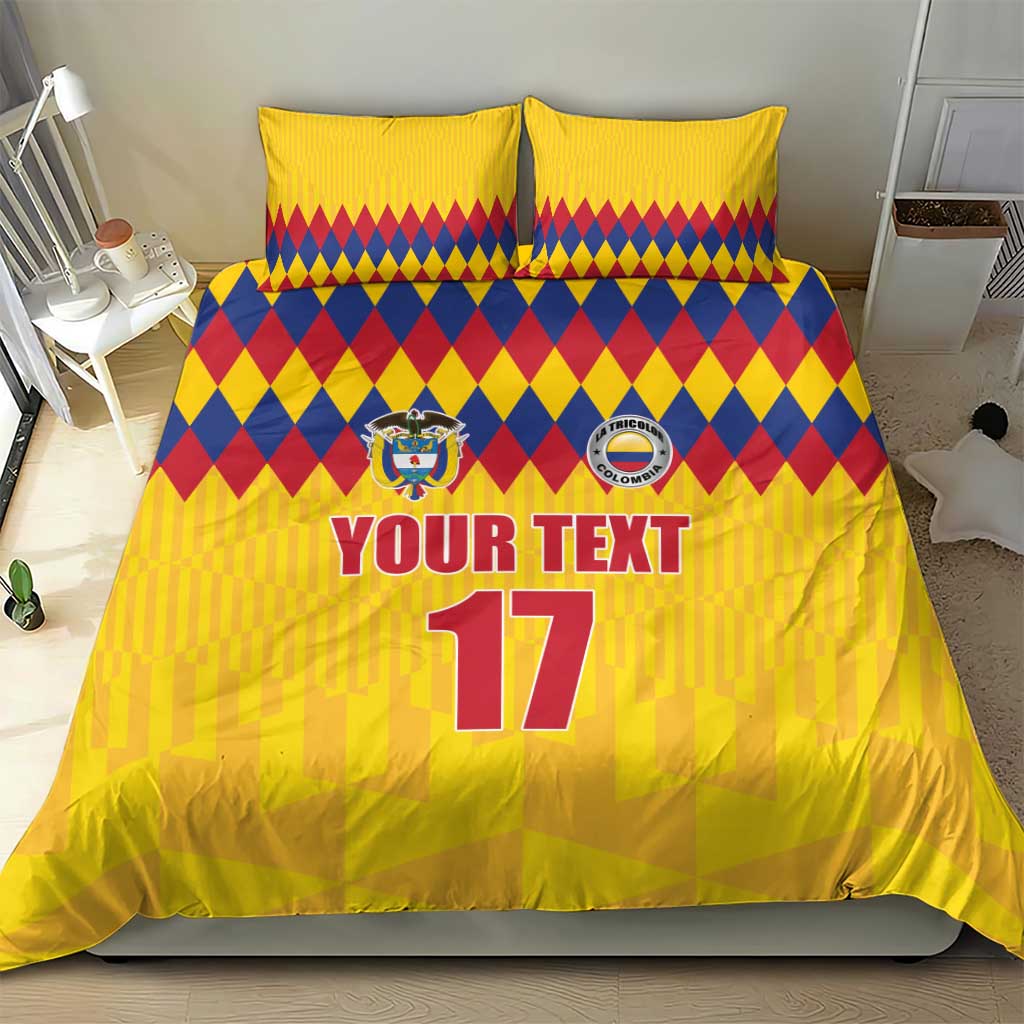 Custom Colombia Football Bedding Set Retro Yellow Style