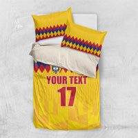 Custom Colombia Football Bedding Set Retro Yellow Style