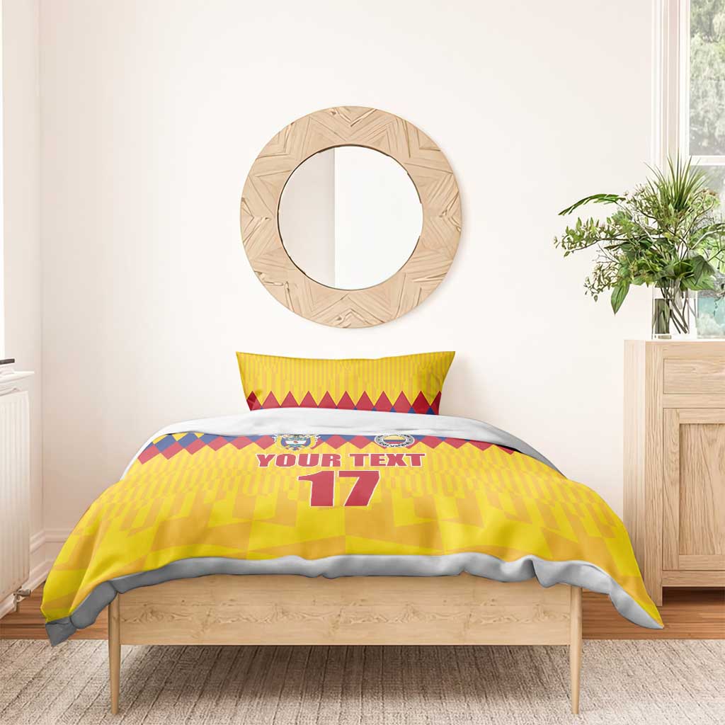 Custom Colombia Football Bedding Set Retro Yellow Style