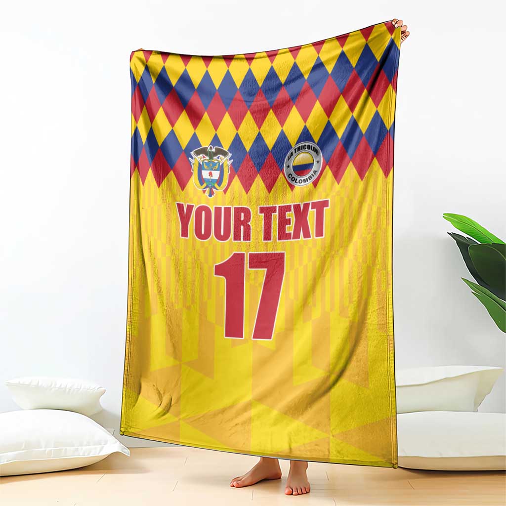 Custom Colombia Football Blanket Retro Yellow Style