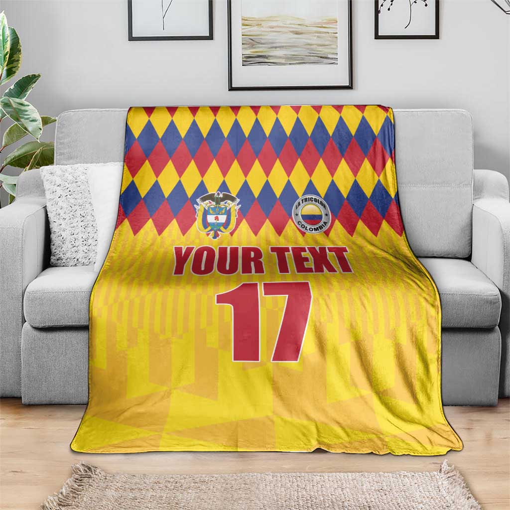 Custom Colombia Football Blanket Retro Yellow Style