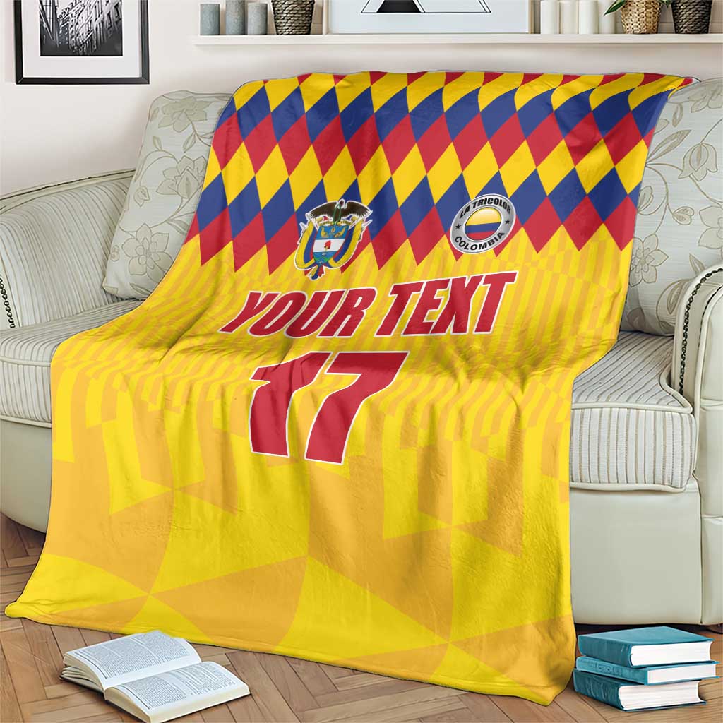 Custom Colombia Football Blanket Retro Yellow Style