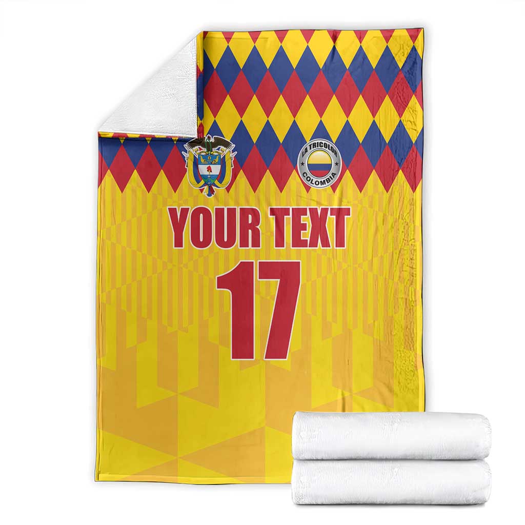 Custom Colombia Football Blanket Retro Yellow Style