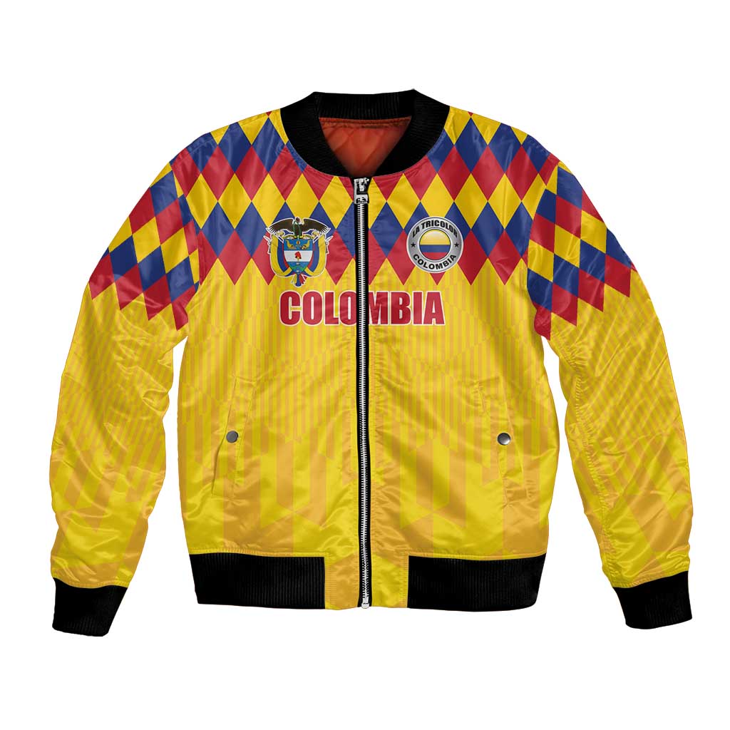 Custom Colombia Football Bomber Jacket Retro Yellow Style