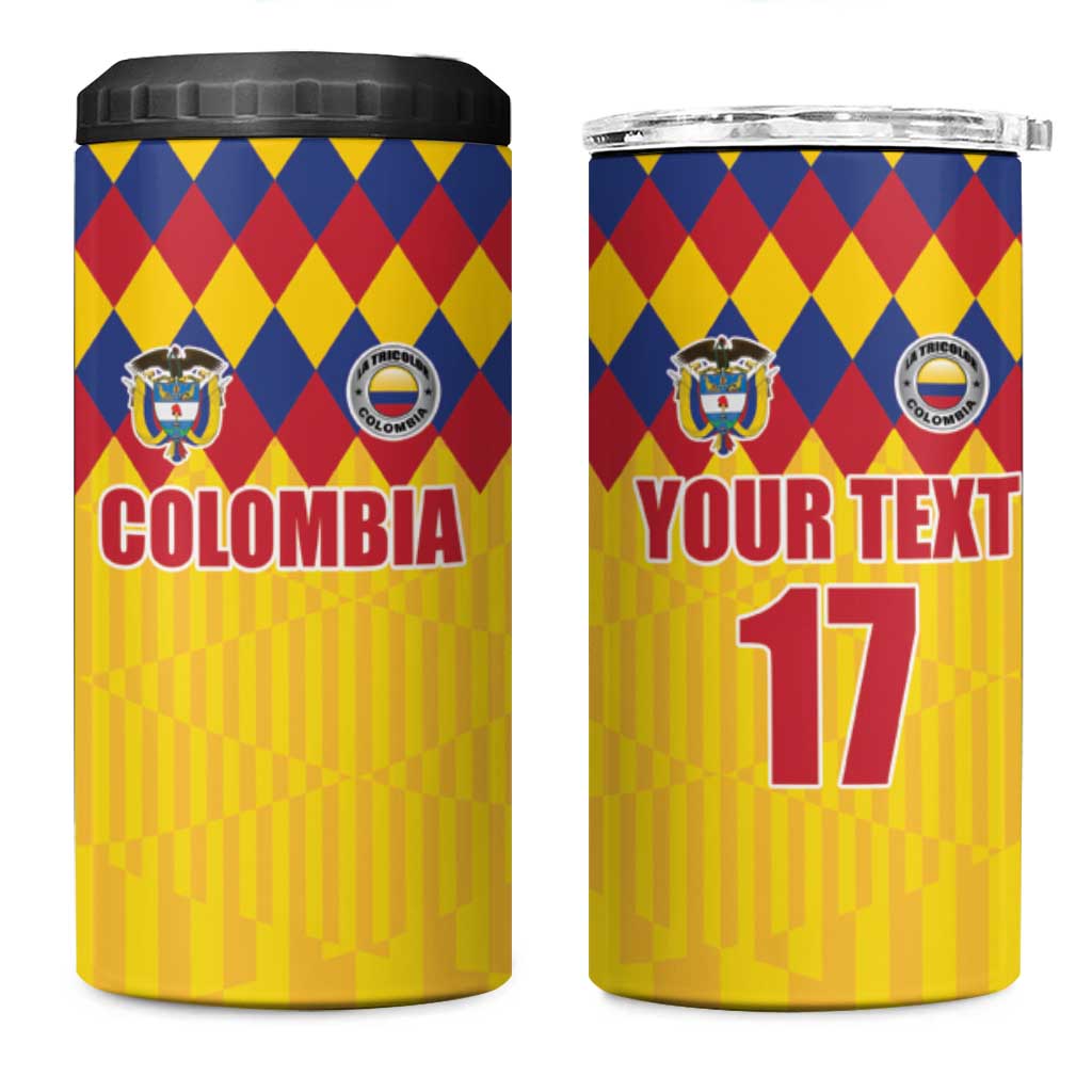 Custom Colombia Football 4 in 1 Can Cooler Tumbler Retro Yellow Style