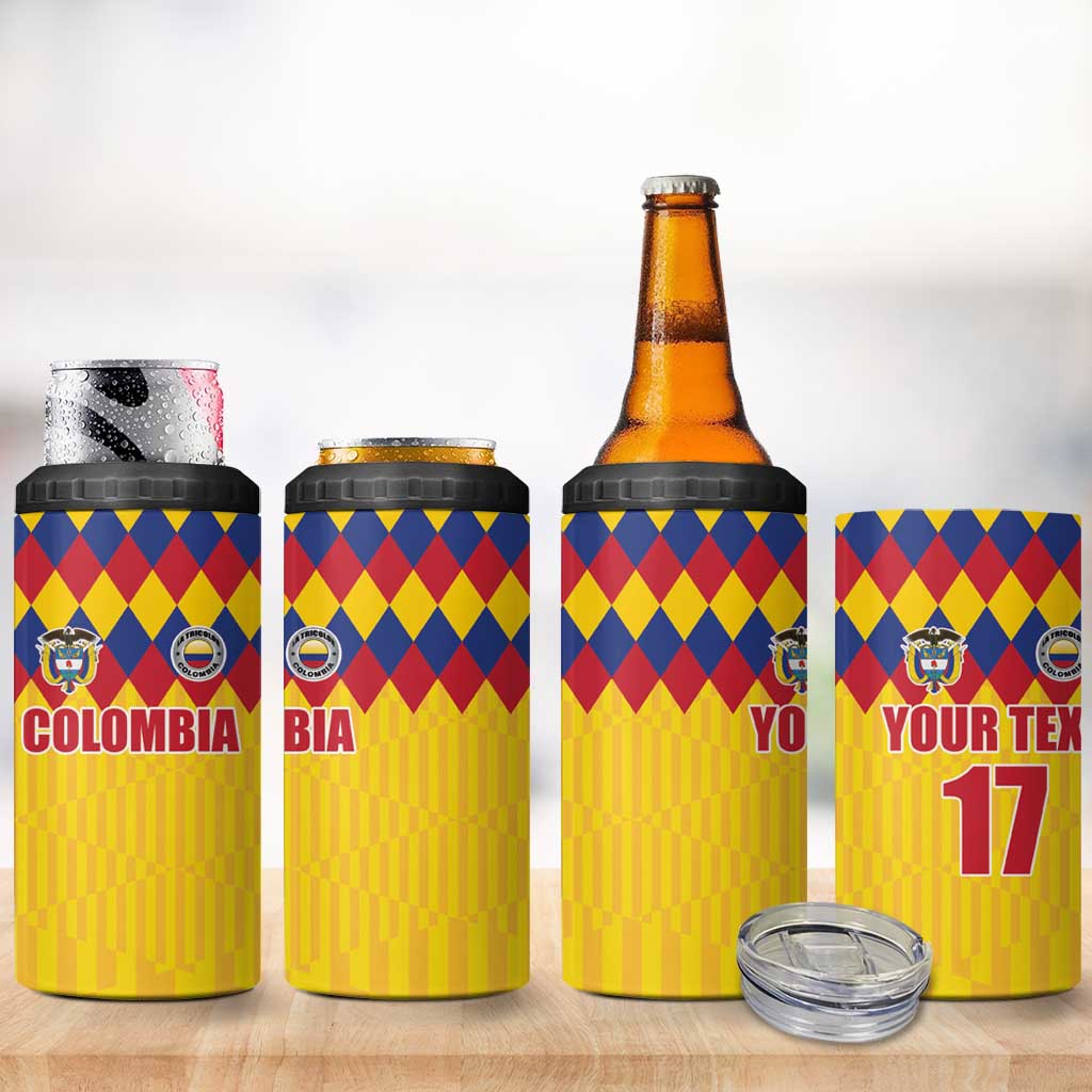 Custom Colombia Football 4 in 1 Can Cooler Tumbler Retro Yellow Style