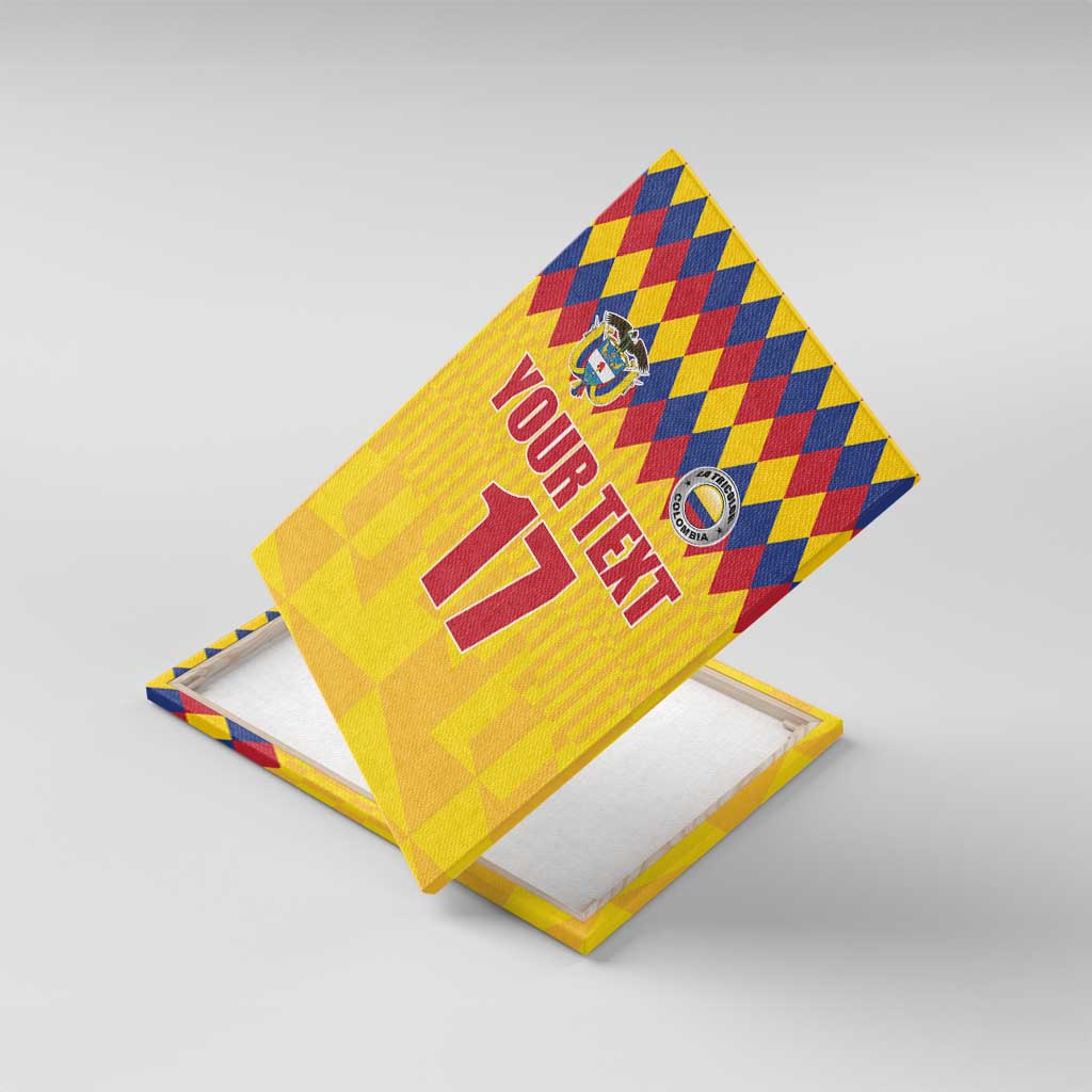 Custom Colombia Football Canvas Wall Art Retro Yellow Style