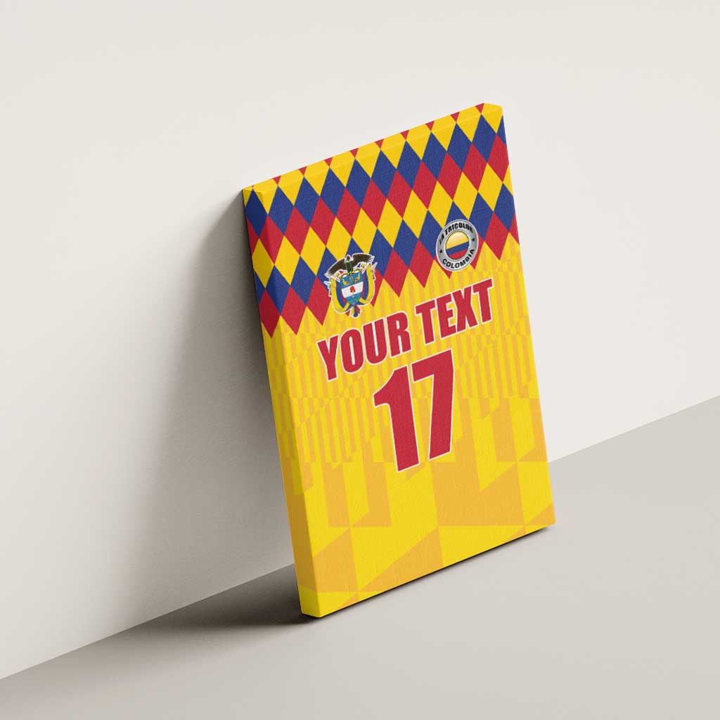 Custom Colombia Football Canvas Wall Art Retro Yellow Style