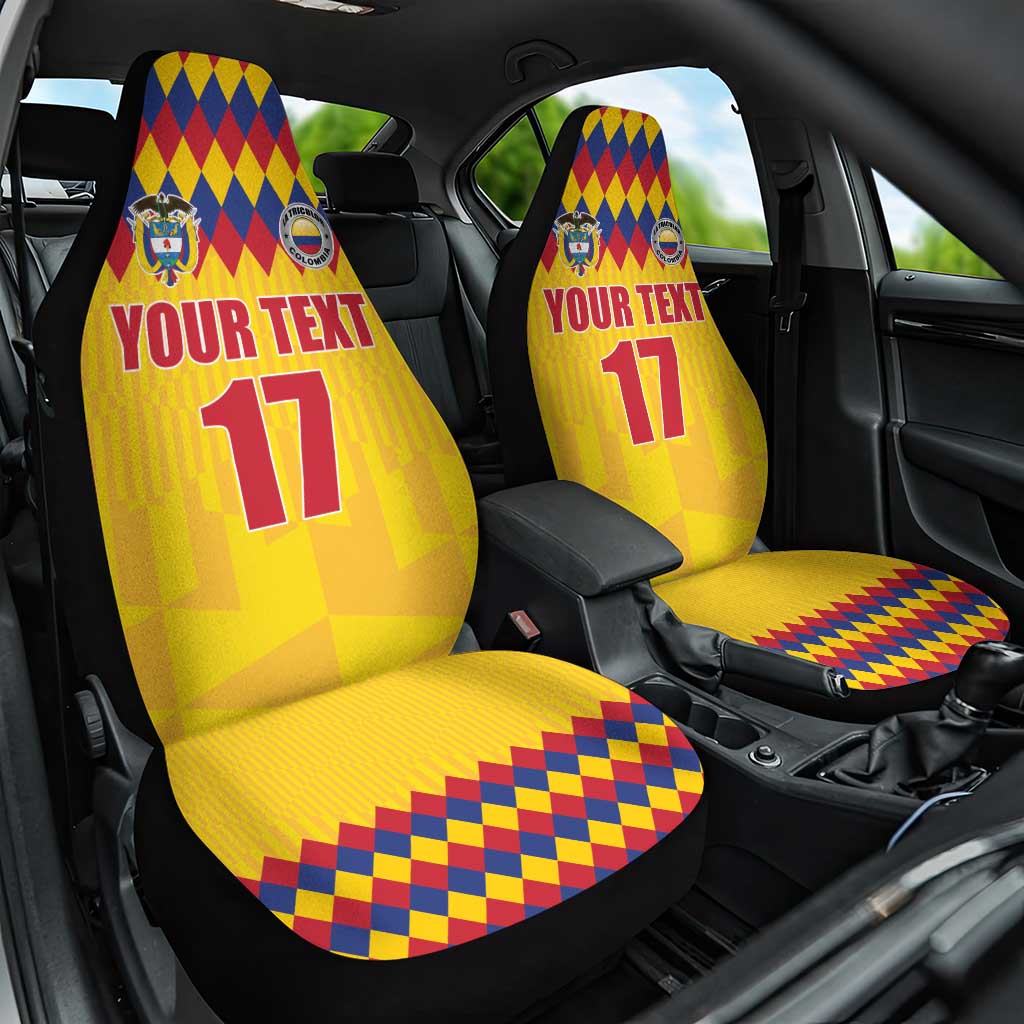 Custom Colombia Football Car Seat Cover Retro Yellow Style