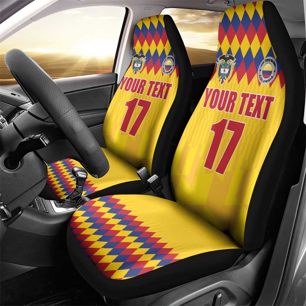 Custom Colombia Football Car Seat Cover Retro Yellow Style