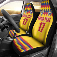 Custom Colombia Football Car Seat Cover Retro Yellow Style