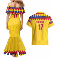 Custom Colombia Football Couples Matching Mermaid Dress and Hawaiian Shirt Retro Yellow Style