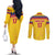 Custom Colombia Football Couples Matching Off The Shoulder Long Sleeve Dress and Long Sleeve Button Shirt Retro Yellow Style