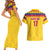Custom Colombia Football Couples Matching Short Sleeve Bodycon Dress and Hawaiian Shirt Retro Yellow Style