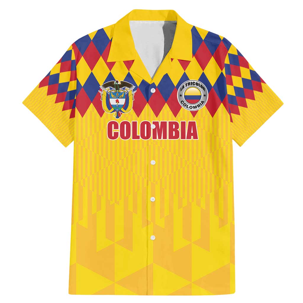 Custom Colombia Football Family Matching Mermaid Dress and Hawaiian Shirt Retro Yellow Style