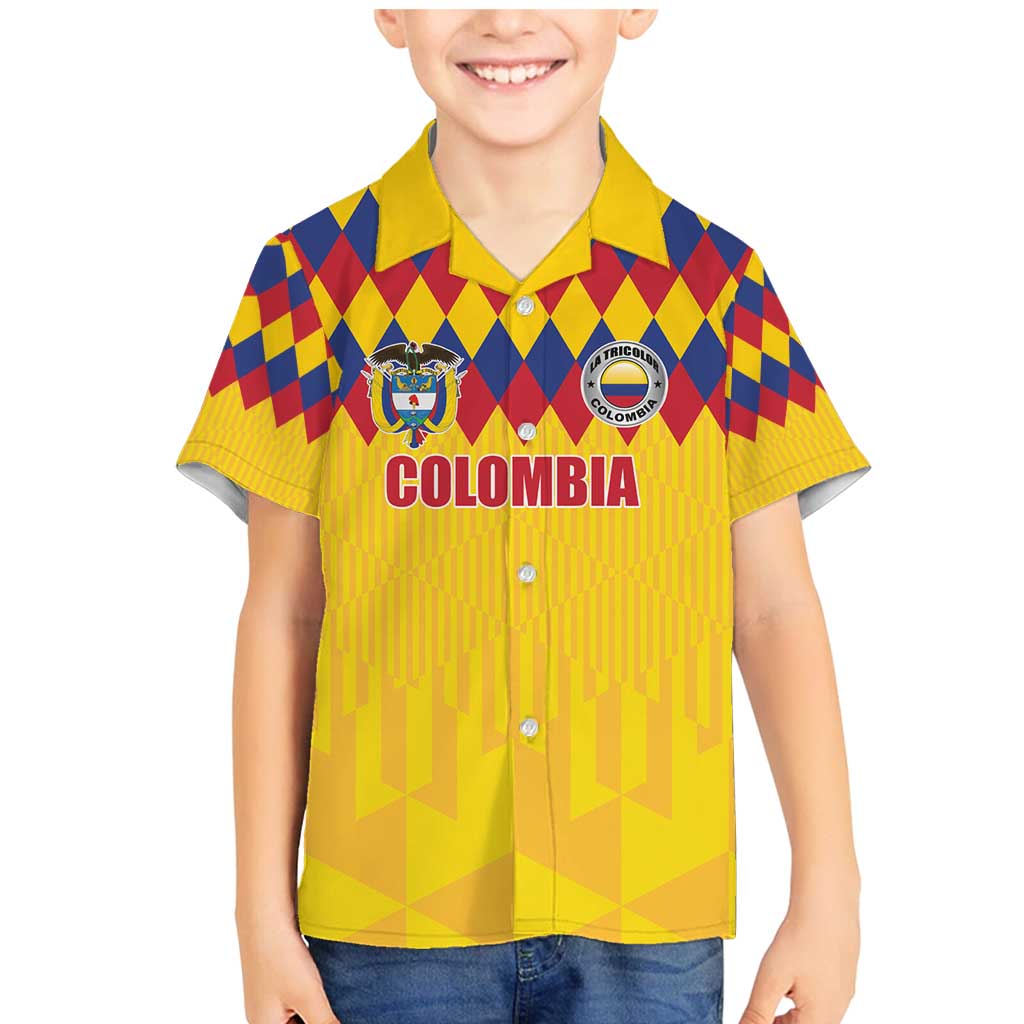 Custom Colombia Football Family Matching Mermaid Dress and Hawaiian Shirt Retro Yellow Style