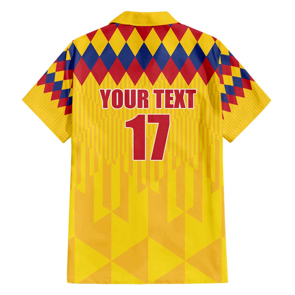 Custom Colombia Football Family Matching Puletasi and Hawaiian Shirt Retro Yellow Style