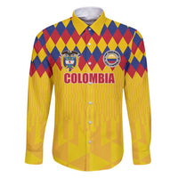 Custom Colombia Football Family Matching Puletasi and Hawaiian Shirt Retro Yellow Style