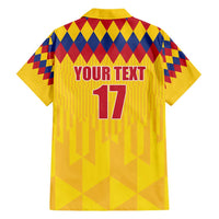 Custom Colombia Football Family Matching Short Sleeve Bodycon Dress and Hawaiian Shirt Retro Yellow Style