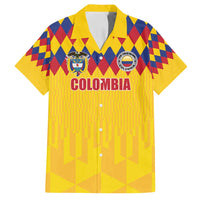Custom Colombia Football Family Matching Tank Maxi Dress and Hawaiian Shirt Retro Yellow Style