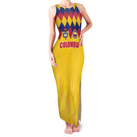 Custom Colombia Football Family Matching Tank Maxi Dress and Hawaiian Shirt Retro Yellow Style