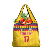 Custom Colombia Football Grocery Bag Retro Yellow Style