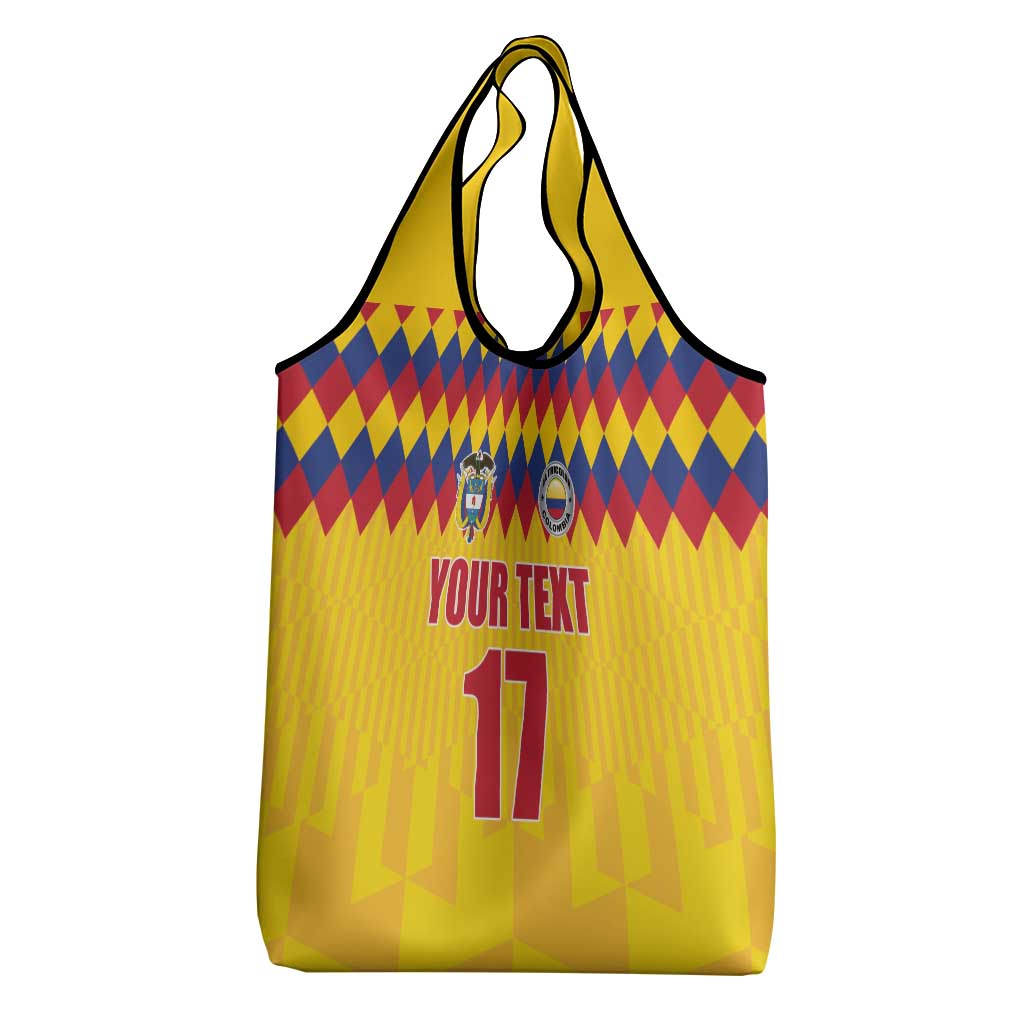 Custom Colombia Football Grocery Bag Retro Yellow Style