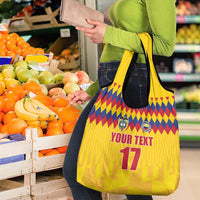 Custom Colombia Football Grocery Bag Retro Yellow Style
