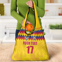 Custom Colombia Football Grocery Bag Retro Yellow Style
