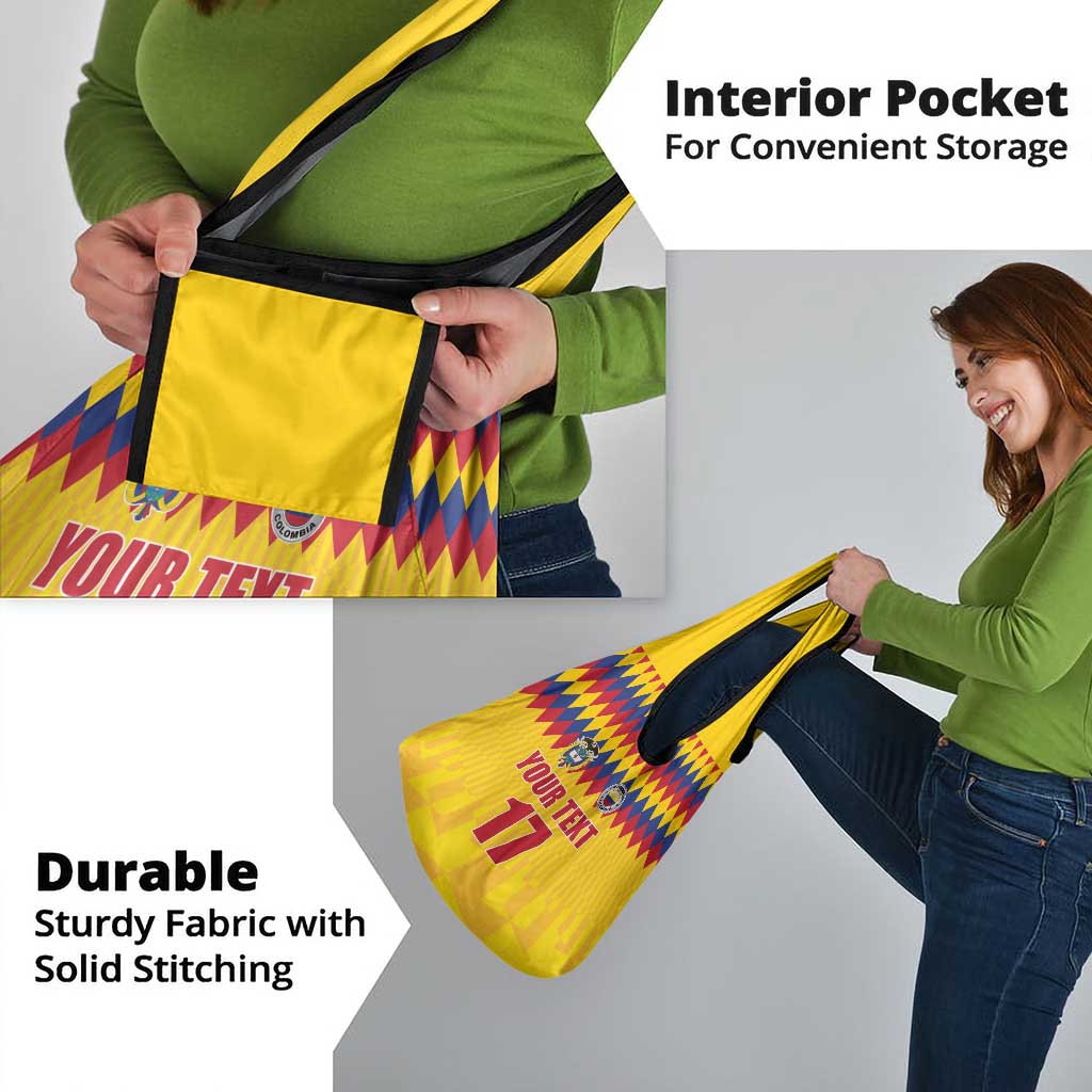 Custom Colombia Football Grocery Bag Retro Yellow Style