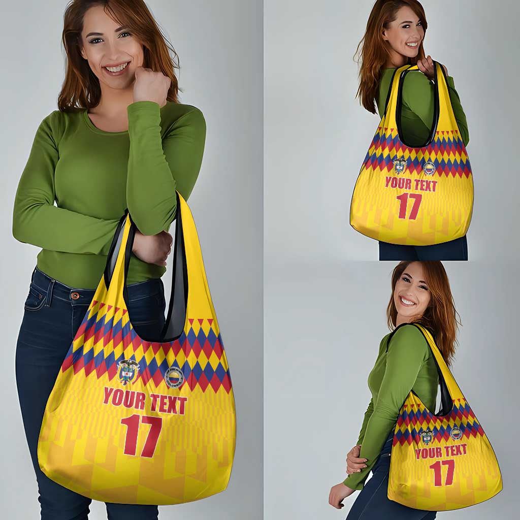 Custom Colombia Football Grocery Bag Retro Yellow Style
