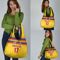 Custom Colombia Football Grocery Bag Retro Yellow Style