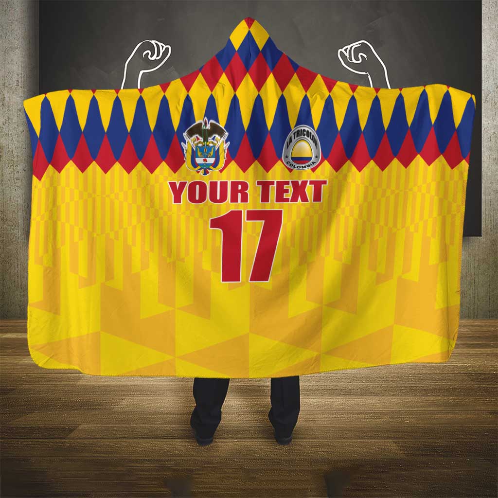 Custom Colombia Football Hooded Blanket Retro Yellow Style