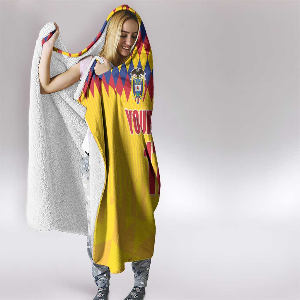 Custom Colombia Football Hooded Blanket Retro Yellow Style