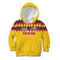 Custom Colombia Football Kid Hoodie Retro Yellow Style