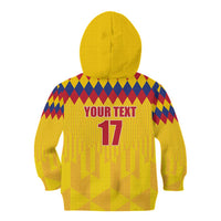 Custom Colombia Football Kid Hoodie Retro Yellow Style