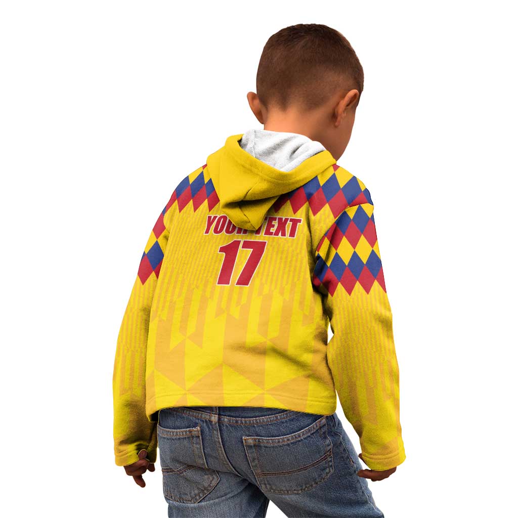 Custom Colombia Football Kid Hoodie Retro Yellow Style