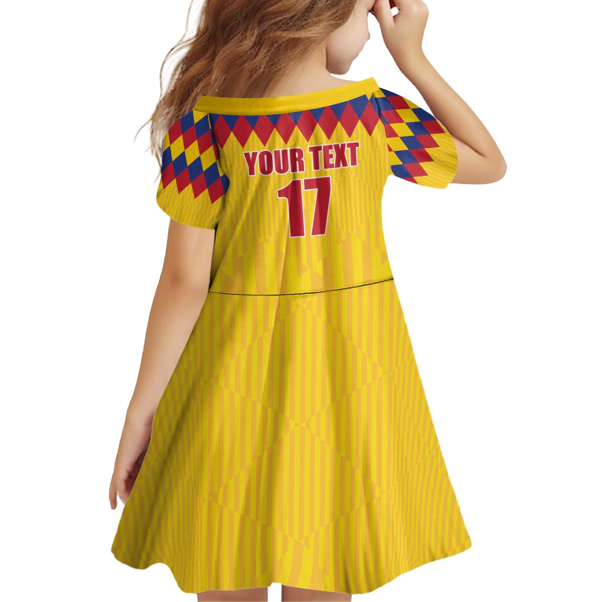 Custom Colombia Football Kid Short Sleeve Dress Retro Yellow Style