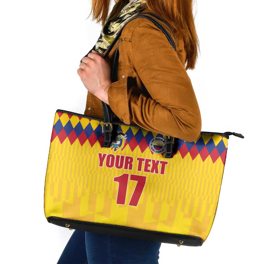 Custom Colombia Football Leather Tote Bag Retro Yellow Style