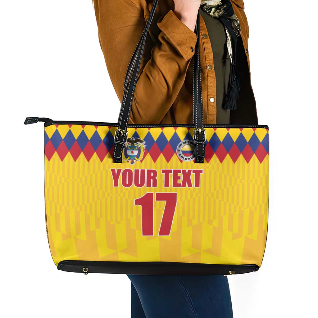 Custom Colombia Football Leather Tote Bag Retro Yellow Style
