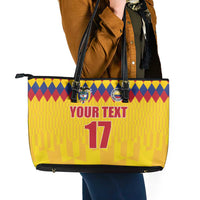 Custom Colombia Football Leather Tote Bag Retro Yellow Style
