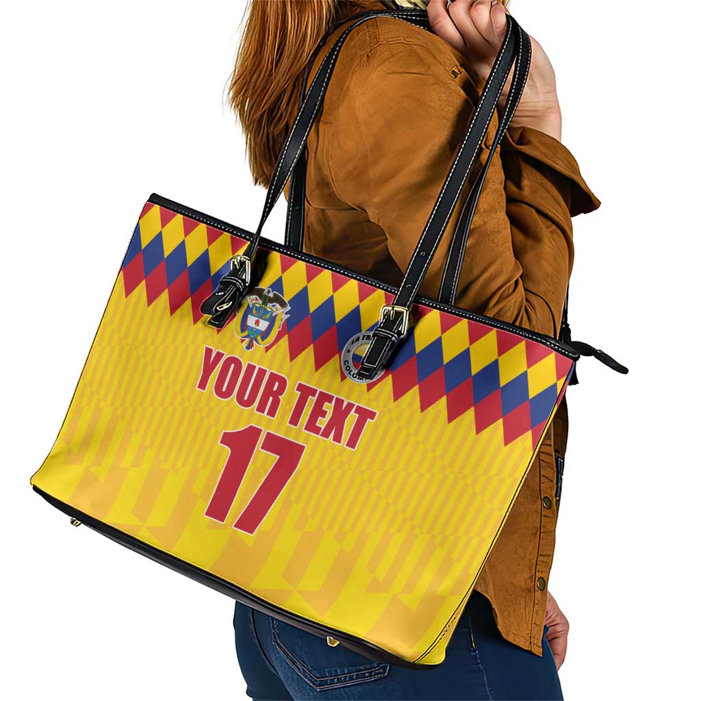 Custom Colombia Football Leather Tote Bag Retro Yellow Style