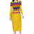 Custom Colombia Football Long Sleeve Bodycon Dress Retro Yellow Style