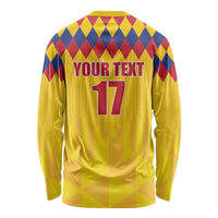 Custom Colombia Football Long Sleeve Shirt Retro Yellow Style