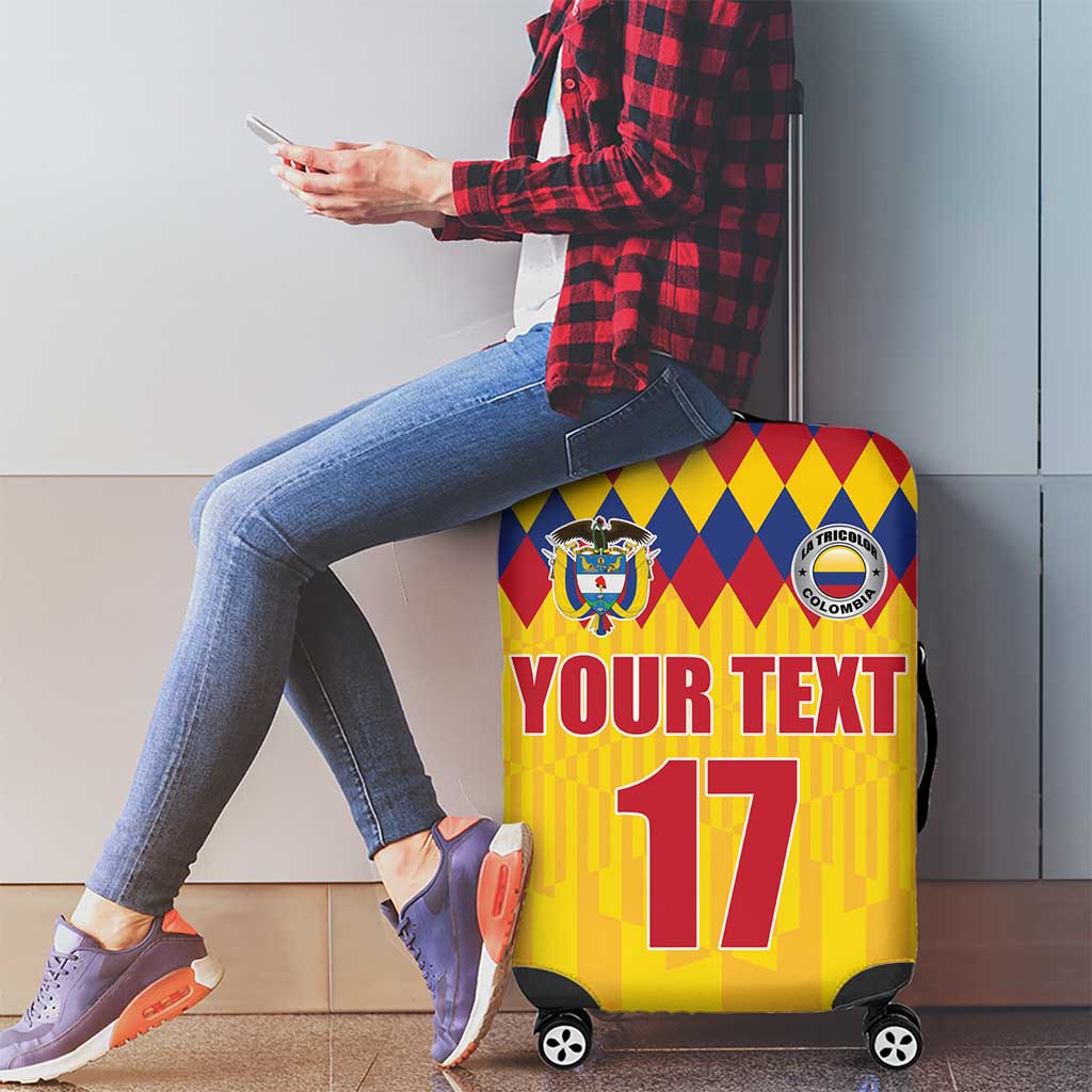 Custom Colombia Football Luggage Cover Retro Yellow Style